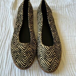 M4D3 Matilda Zebra Pony Hair Slip on Flats, Sz. 8